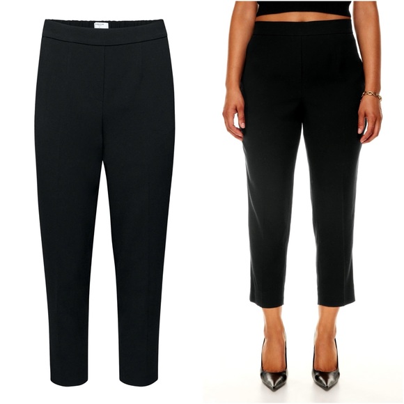 Aritzia Babaton Conan Cropped Pant Black Crepe Trousers Mid Rise Slim Fit 16 NWT - Picture 2 of 15